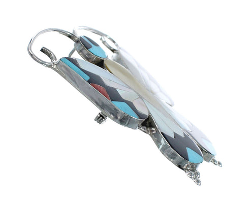 Native American Zuni Multicolor Sterling Silver Butterfly Pendant And Pin NX11693